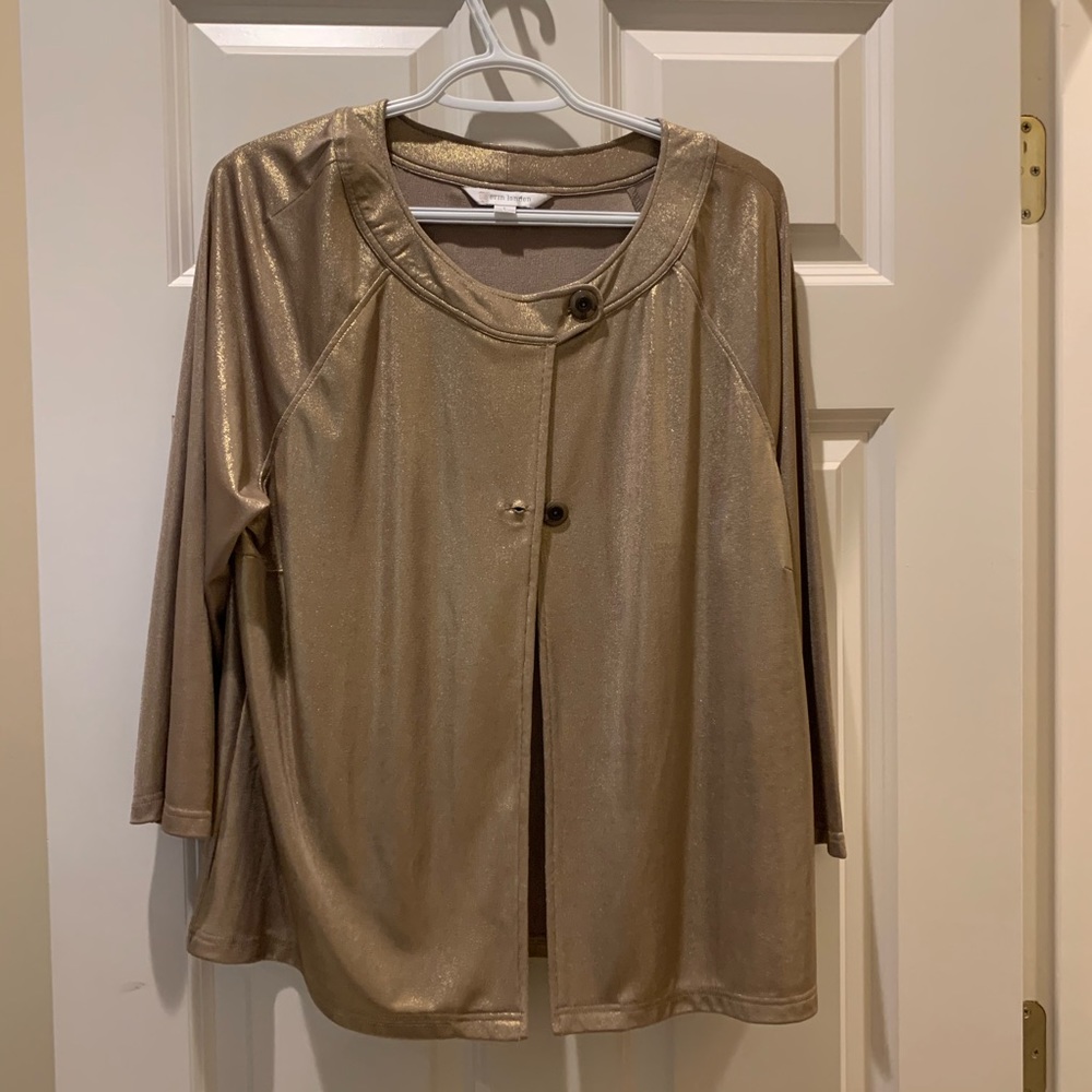 New Erin London Shiny Gold Jacket Top Large